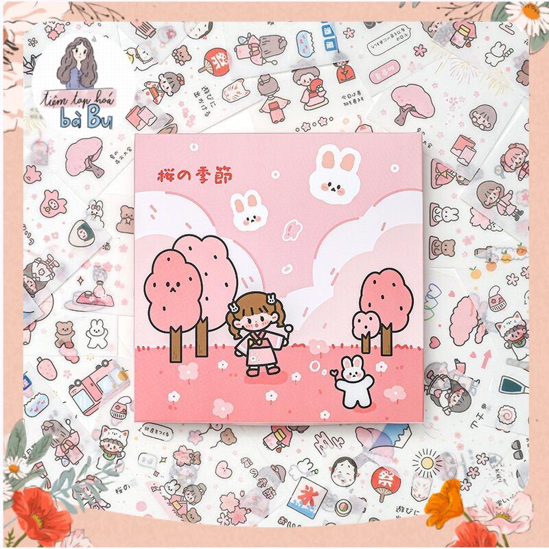 Hộp 100 tờ stickers giấy dễ thương siêu hịn