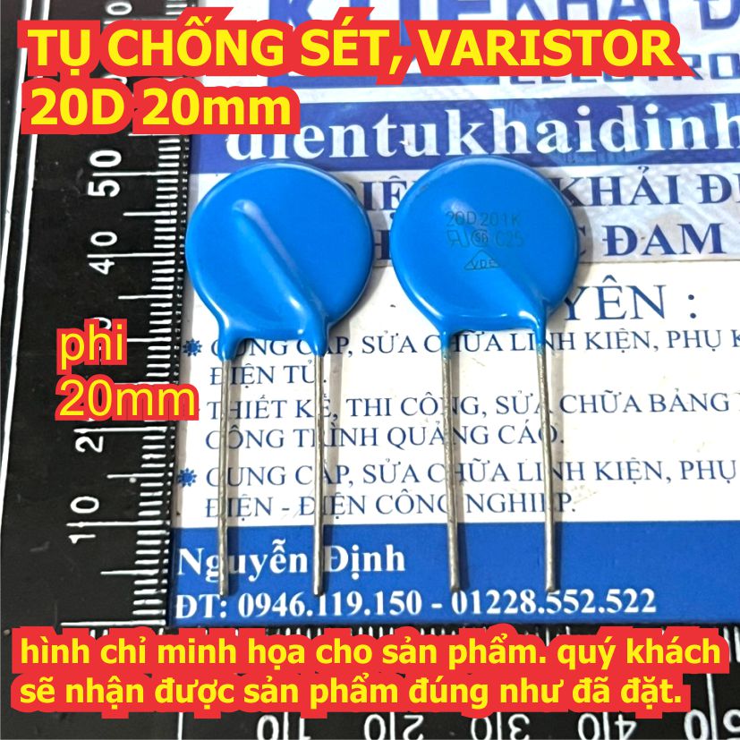 10 con tụ chống sét xanh dương varistor 20d 20mm các mã từ 20d470 ~ 20d102 kde0835
