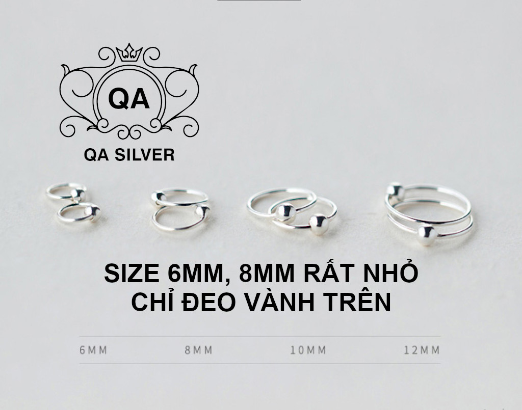 Khuyên tai bạc 925 bi tròn vòng khoen mũi môi bông nam nữ S925 MINIMAL QA SILVER Earrings EA190910