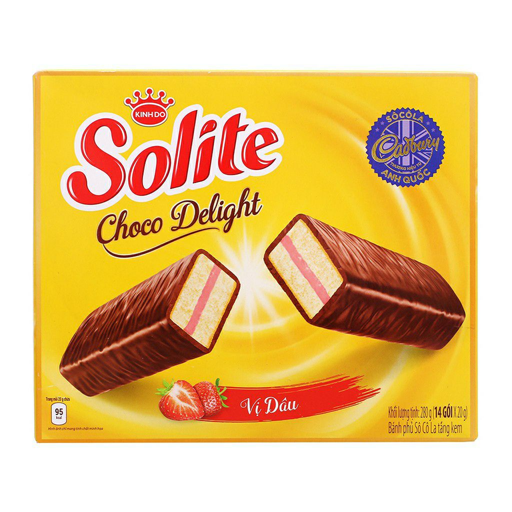 [HCM]Bánh solite phủ socola 280g vị dâu