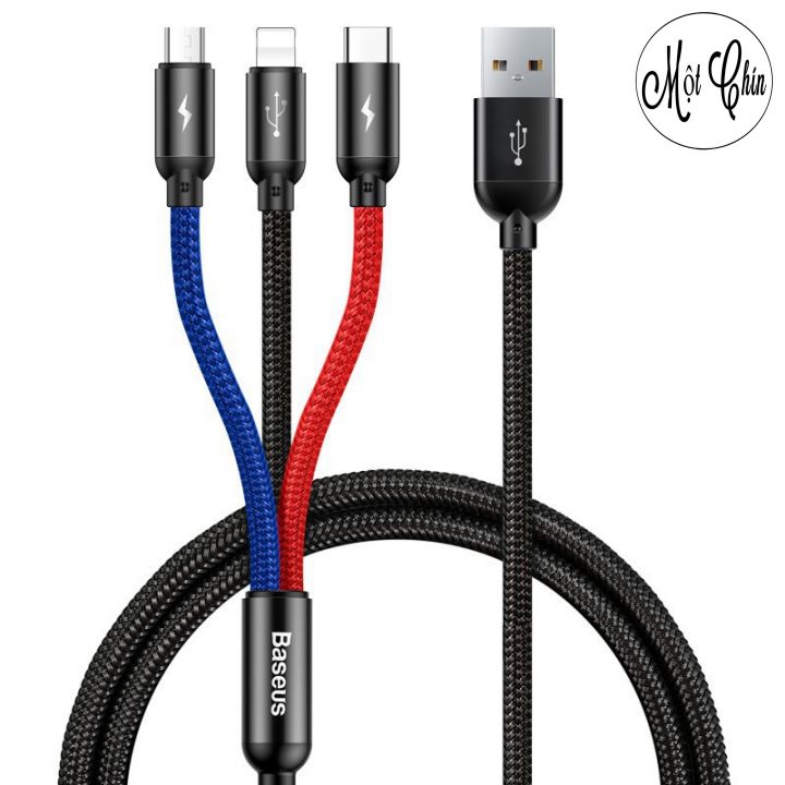 Dây cáp sạc Baseus 3 trong 1 tiện lợi dành cho điện thoại iPhone và các dòng Android