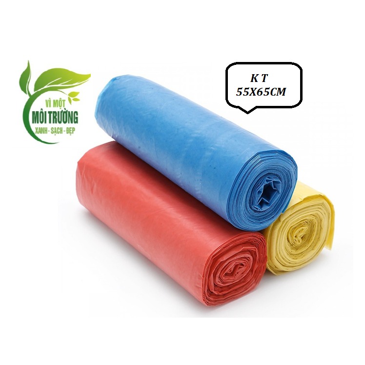 Combo 3 cuộn túi đựng rác tự phân hủy sinh học szie trung 55x65cm nhiều màu