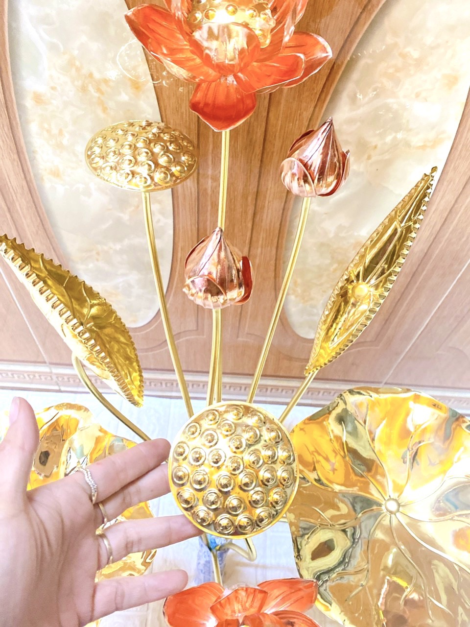 BÓ HOA SEN 10 BÔNG 70 CM BẰNG ĐỒNG