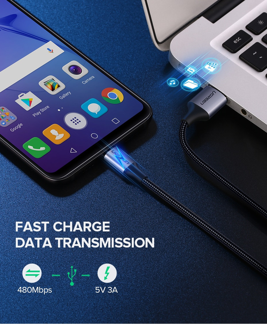 Cáp sạc USB 2.0 A sang Micro Ugreen US290 | Sạc nhanh cho Samsung Xiaomi HTC | Vỏ sợi siêu bền | Bảo Hành 1 đổi 1 18 tháng | 60144 60145 60146 60147 60148 60403 60151 60152 60153 60149 60150 60404