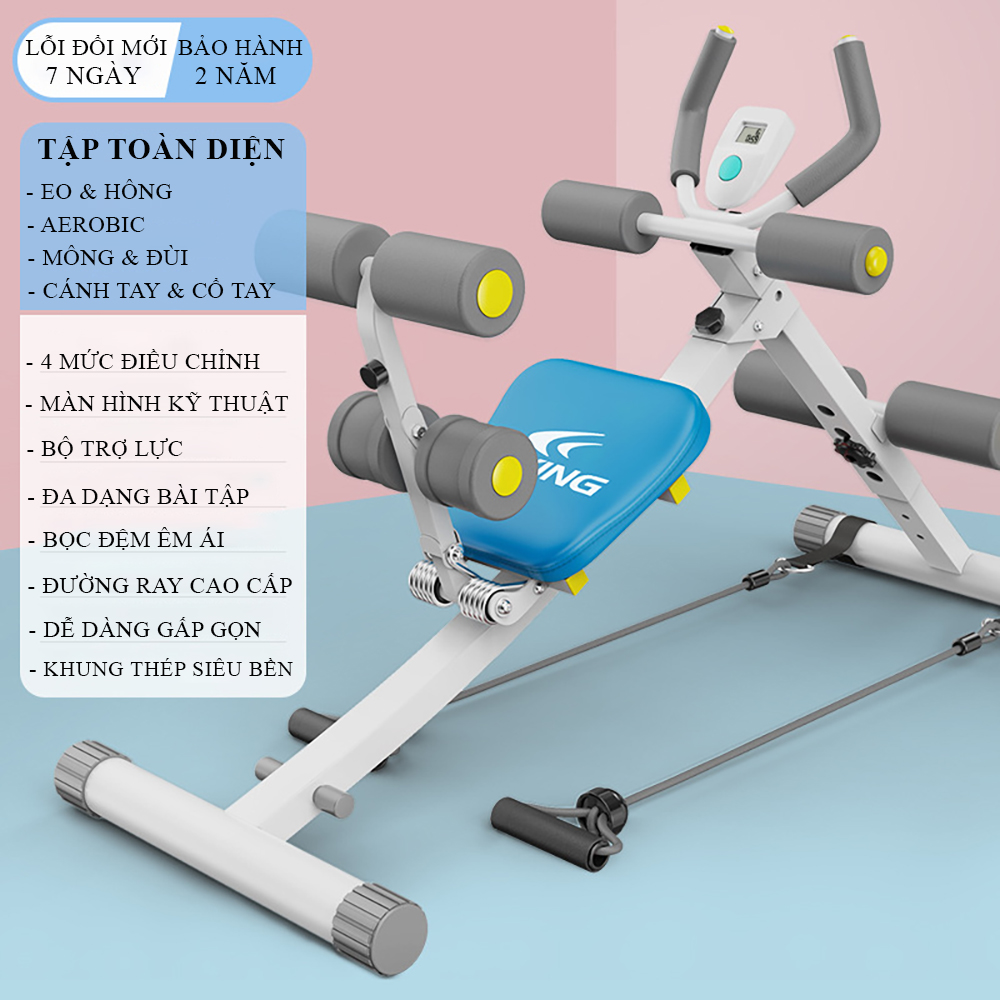 Máy tập cơ bụng đa năng- Máy tập gym tại nhà, dụng cụ tập thể dục đa năng- Chất liệu thép chịu lực BẢO HÀNH 2 NĂM