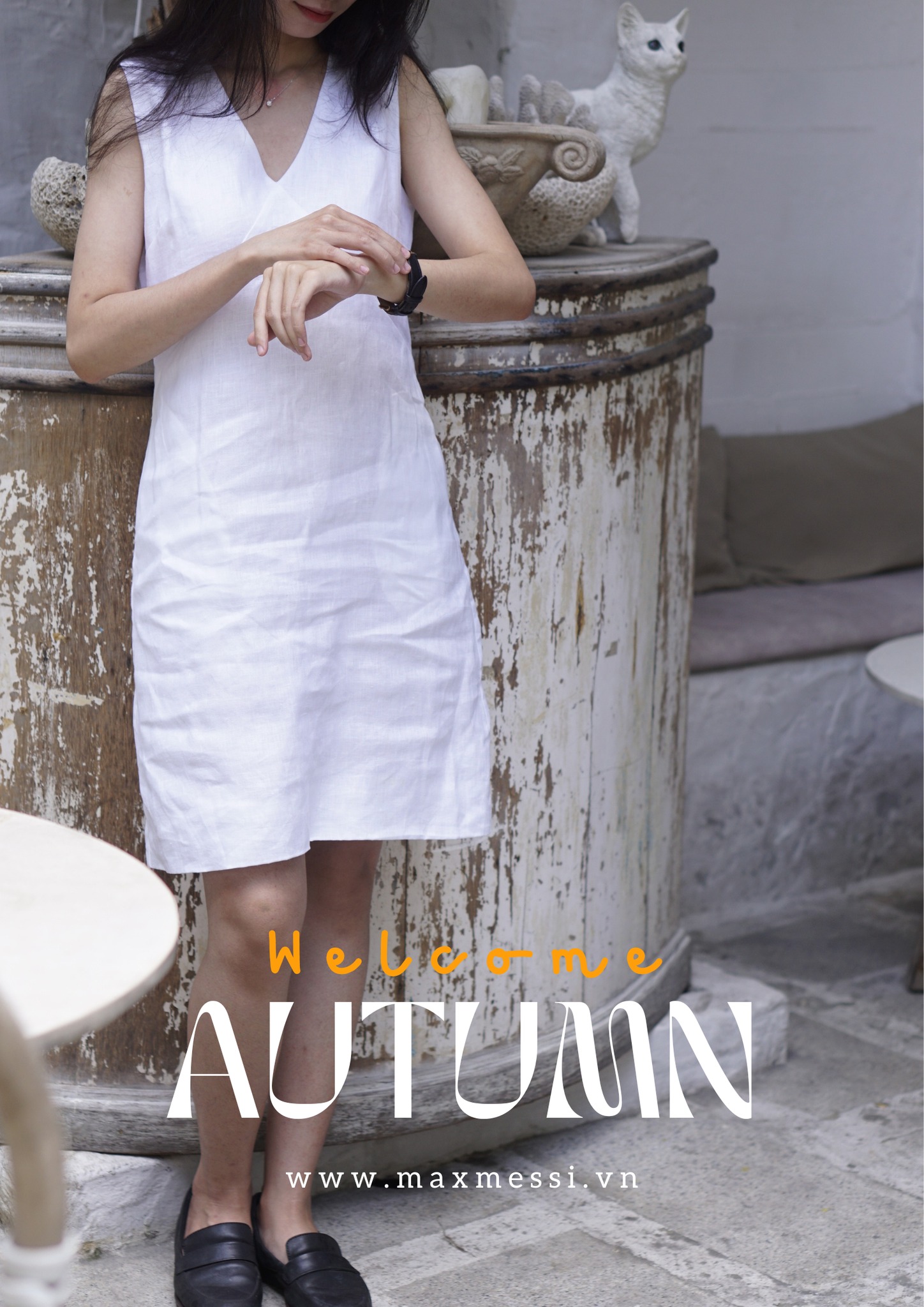 Đầm linen cổ tim LORENZO - MaxMessi