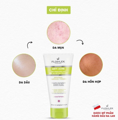 Gel rửa mặt FLOSLEK cho da dầu mụn 200ml (mẫu mới)
