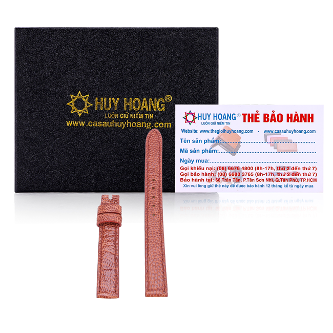 TH8419 - Dây đồng hồ  da đà điểu màu vàng