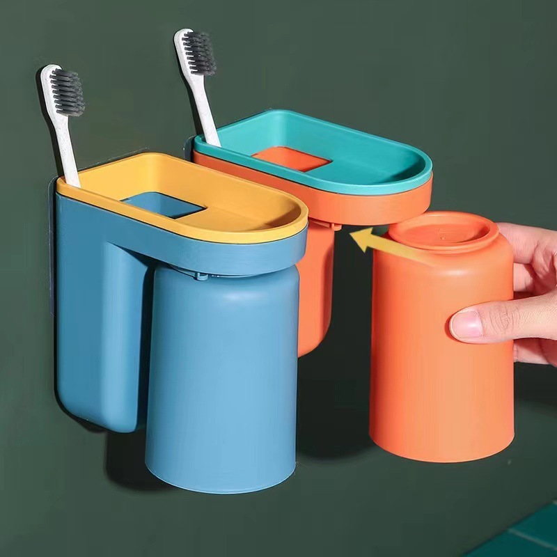 Giá Đựng Bàn Chải, Kem Đánh Răng Kèm Cốc Treo ÚP NGƯỢC - Kệ Đựng Bàn Chải Có Cốc Súc Miệng