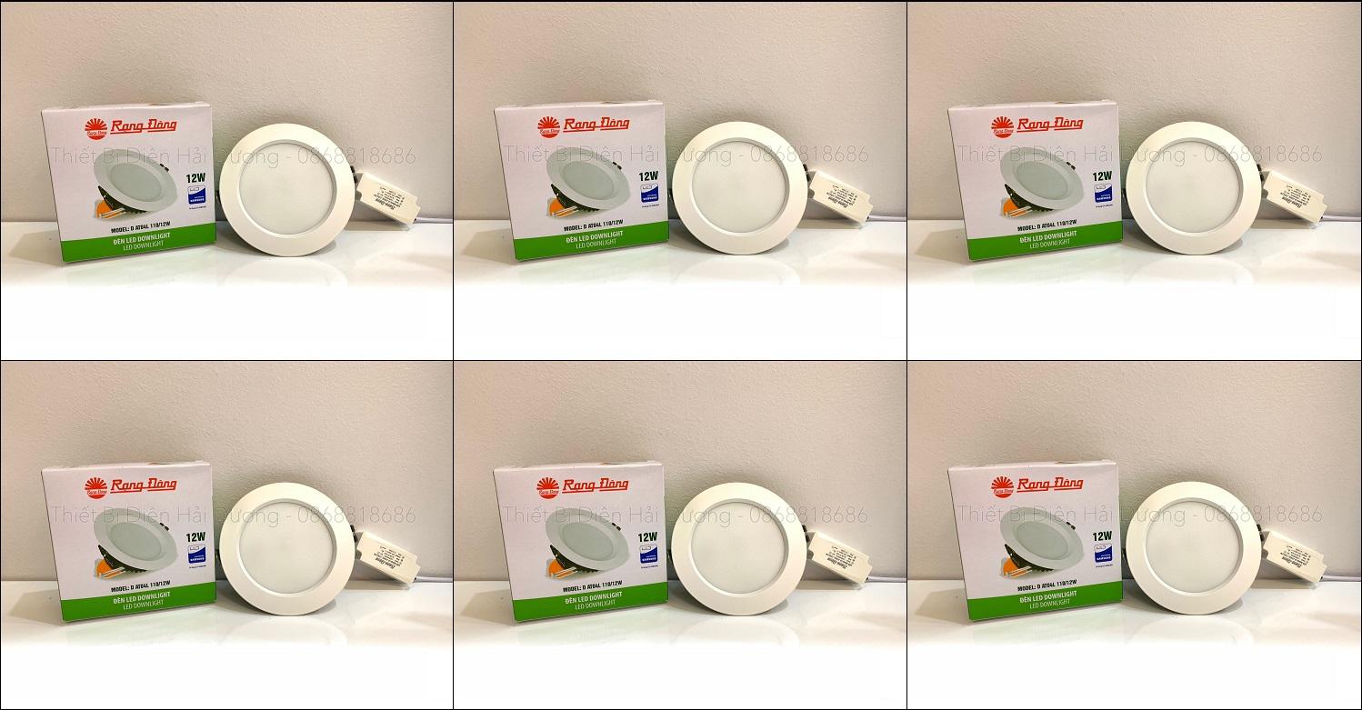 Bộ 6 đèn downlight rạng đông led âm trần at04l 110/12w