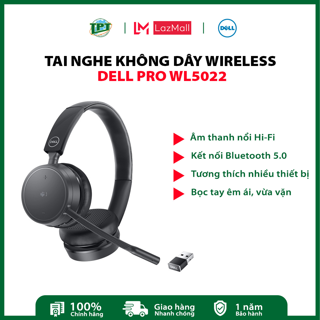 Tai nghe không dây Dell Pro WL5022 Wireless Headset Lazada.vn