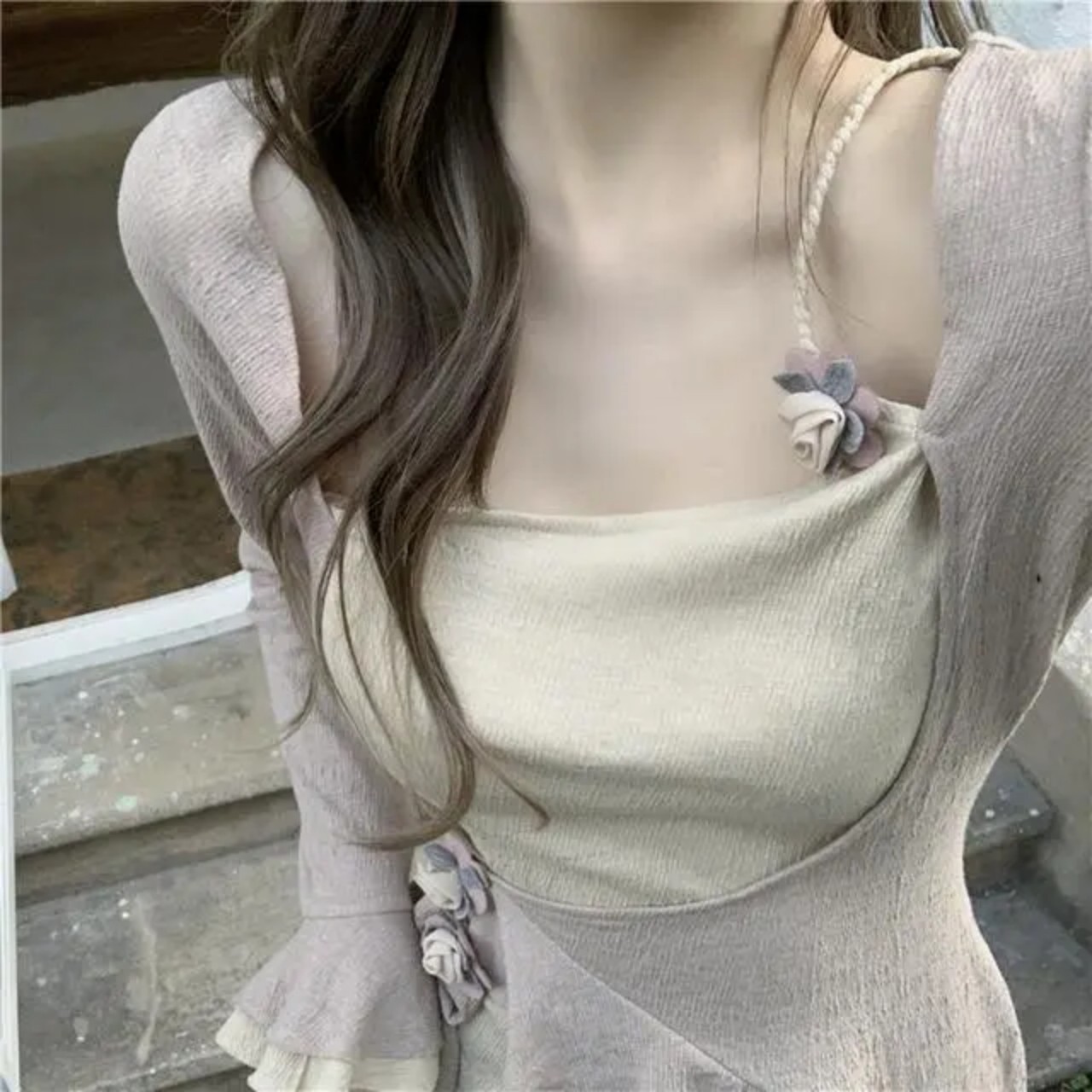 Đầm Dài Trễ Bên Vai Nữ Phong Cách Tiểu Thư