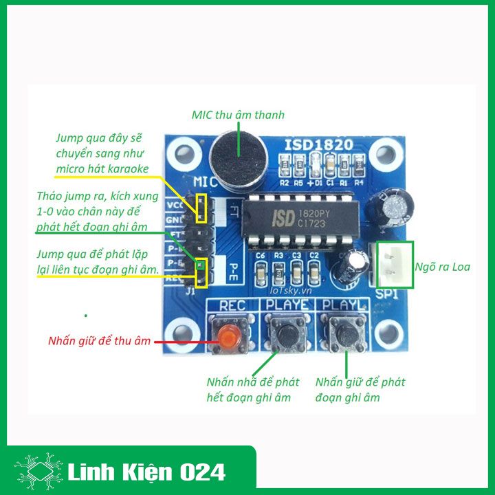 Module ghi âm ISD1820 V2 thu phát âm thanh