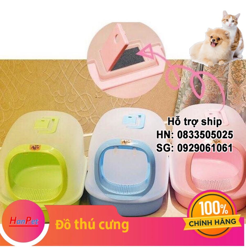 Hanpet - Nhà vệ sinh cho mèo AG Plus (Size Lớn 57cm x 36cm x 40cm) (Màu ngẫu nhiển) nha ve sinh meo / toilet mèo / khay dung cat / nhà mèo - HP10869BD