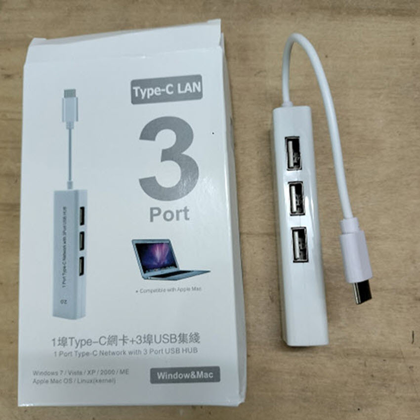 Cáp chuyển đổi USB type-C ra 3 cổng USb và cổng Lan RJ45
