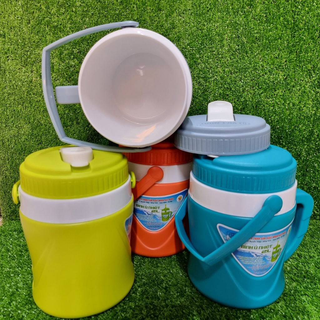 Bình giữ nhiệt nóng lạnh nhựa VIỆT NHẬT 2L / 3L / 3L8 - Phích ủ đá, Nắp bật, chống tràn, quai xách - 0118+19+20