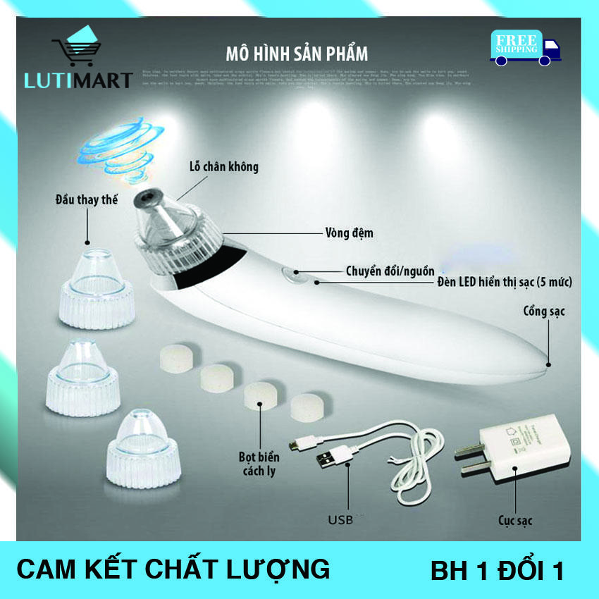 [ HÀNG CAO CẤP] Máy Hút Mụn Đầu Đen mini, Máy Hút Mụn Spa, Máy Hút Mụn Cầm Tay XiNan. Bảo Hành 6 Tháng Bởi LutiMart
