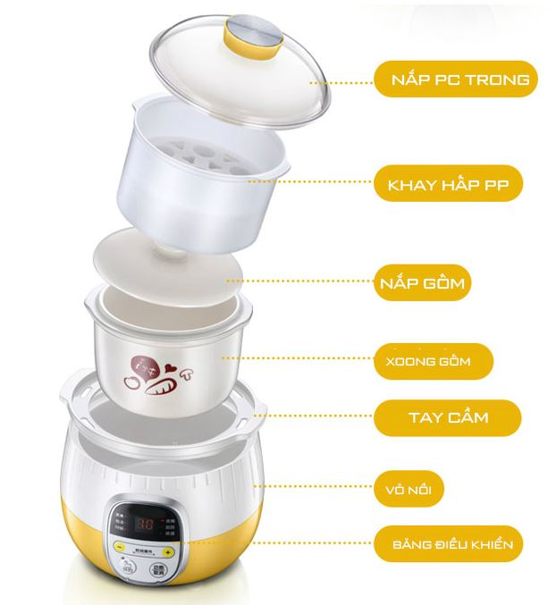 NỒI NINH HẦM CÁCH THỦY NẤU CHÁO BEAR DDZ-B08C1