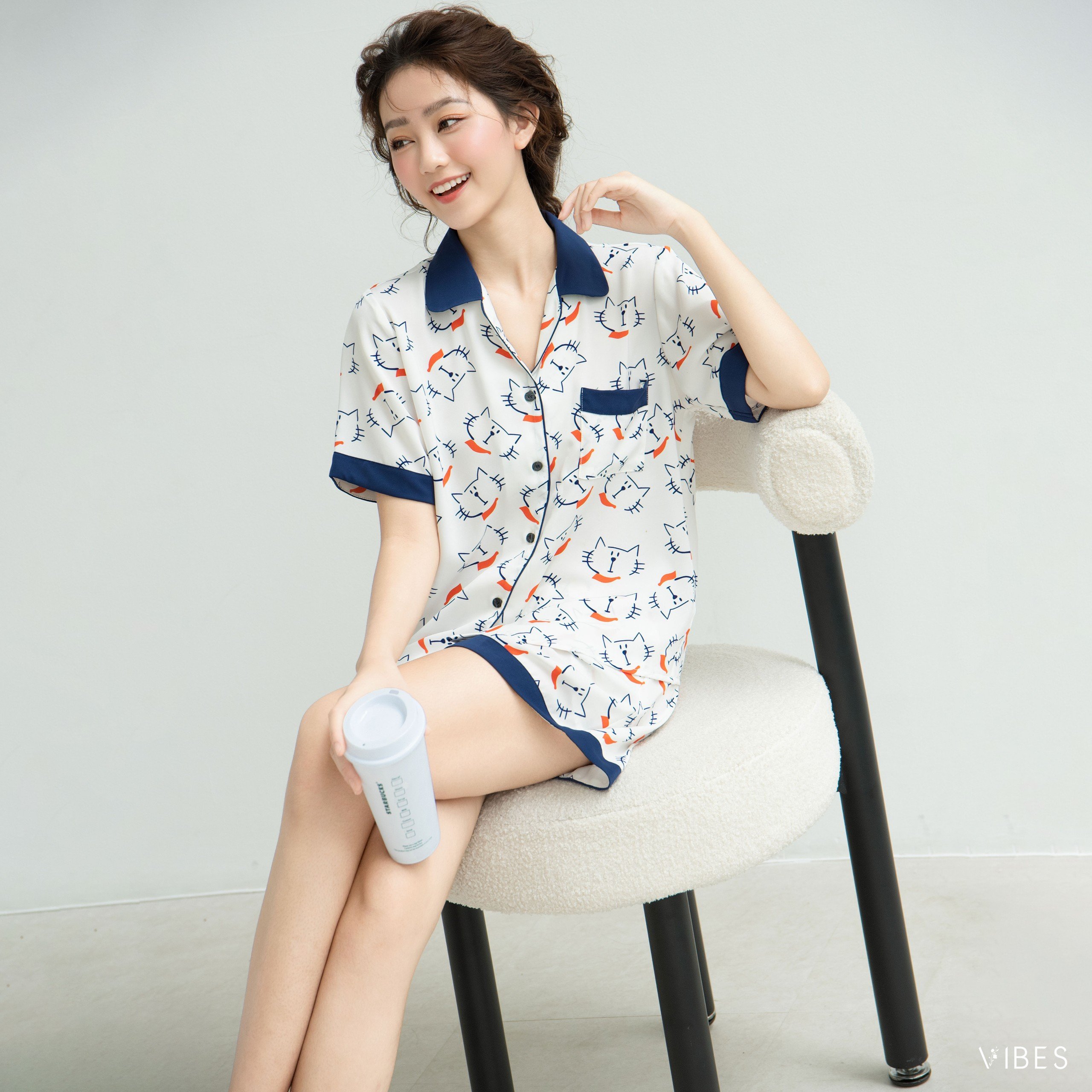 VIBES Pijama ngắn Cat Py Set