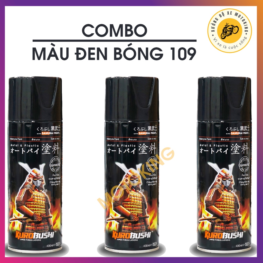 Sơn samurai đen bóng 109 - combo 3 chai chuẩn quy trình loại tiết kiệm uch210 - 109 - 128