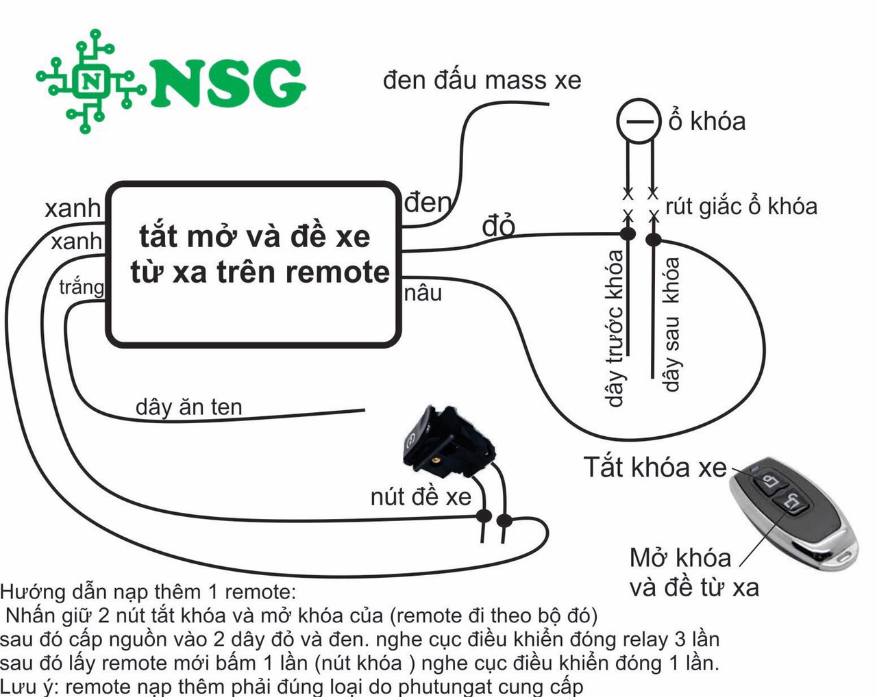 Bộ mạch Bật Tắt Và Đề Xe Từ Xa Cho Xe Máy