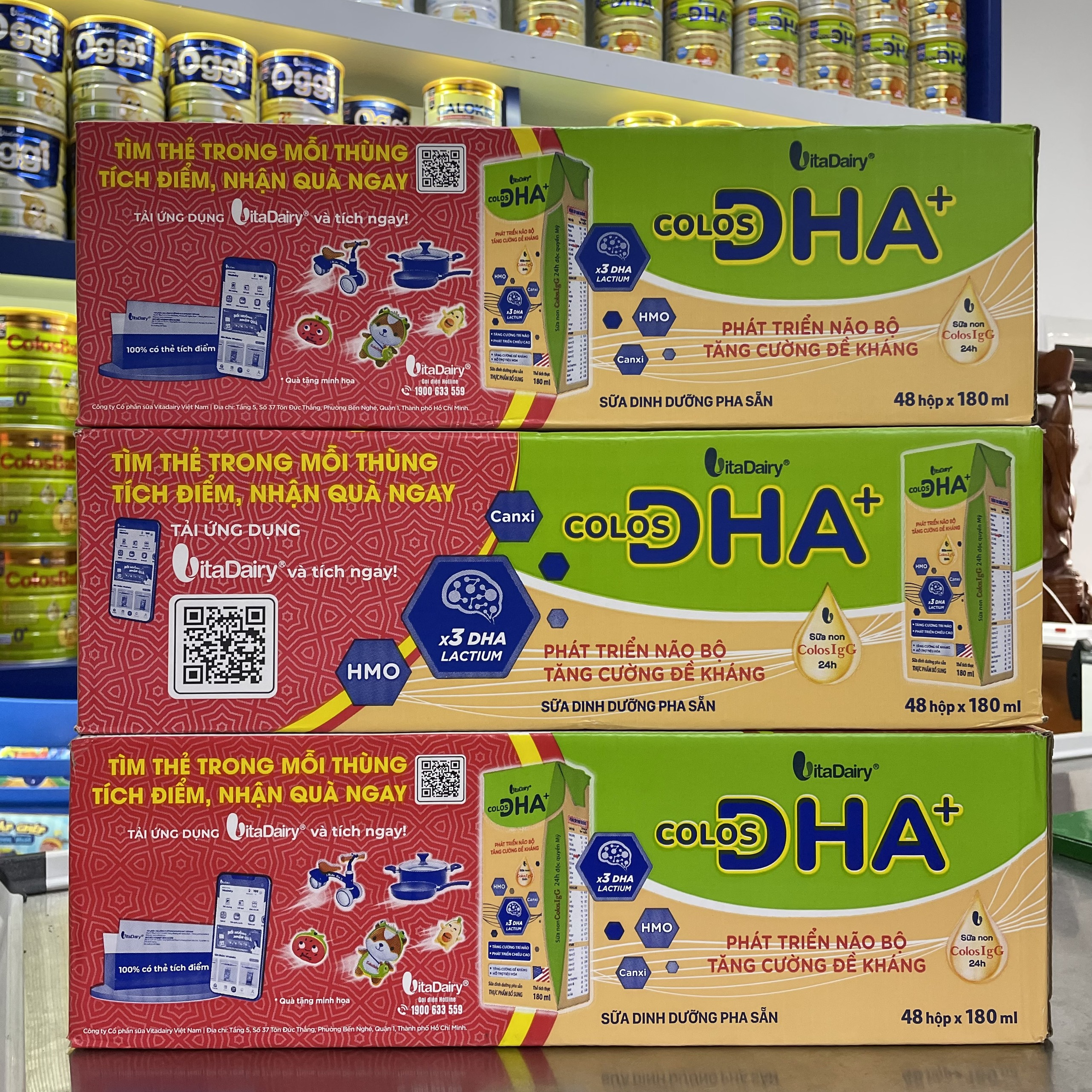 (Tặng 4 Hộp STC, Có Thẻ Cào QR) Thùng 48 Hộp Sữa Bột Pha Sẵn Colos DHA+  110ml/ 180ml (BIBISTORE)