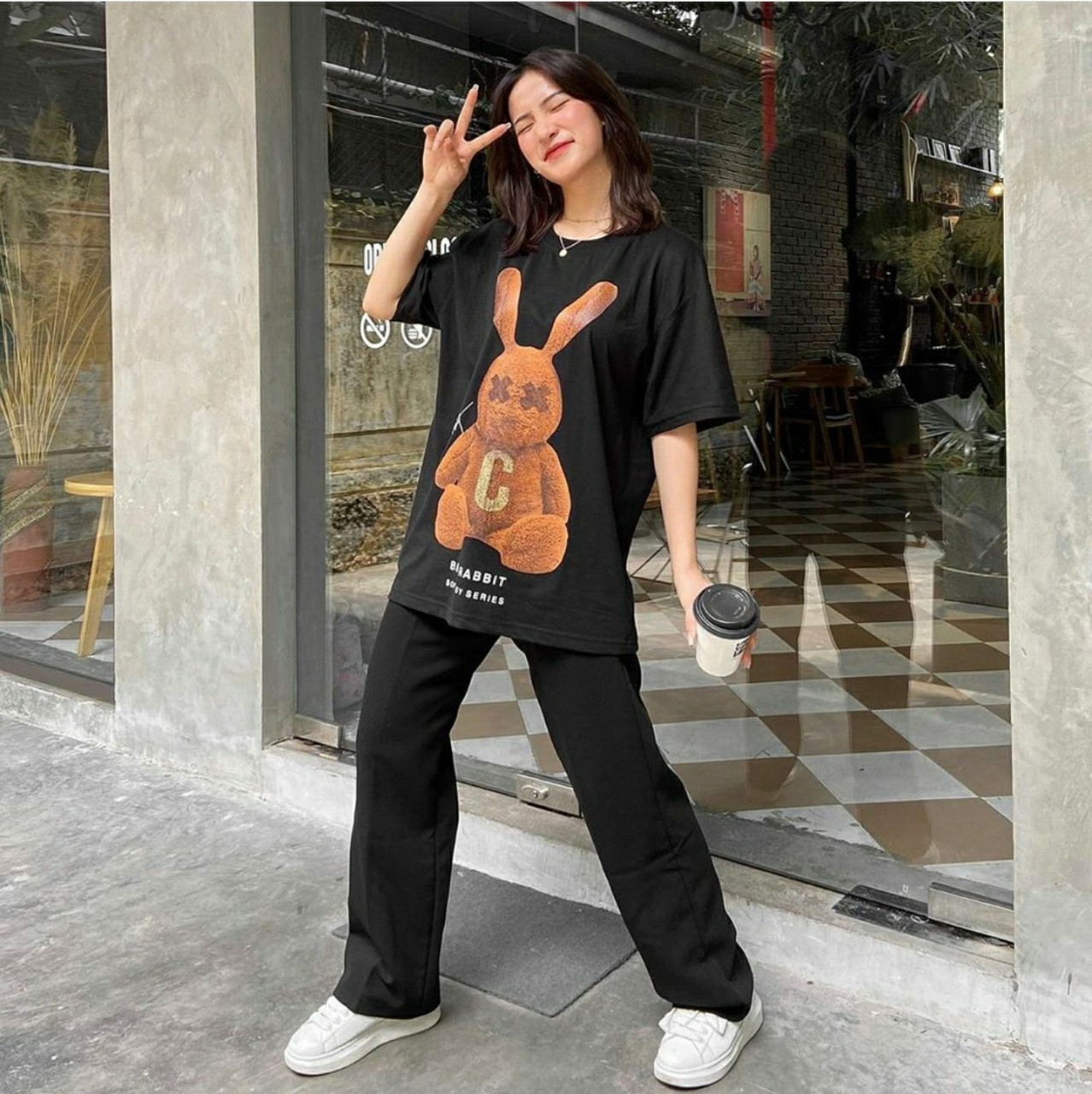Áo Thun Tay Lỡ RABBIT TOY BROWN Unisex