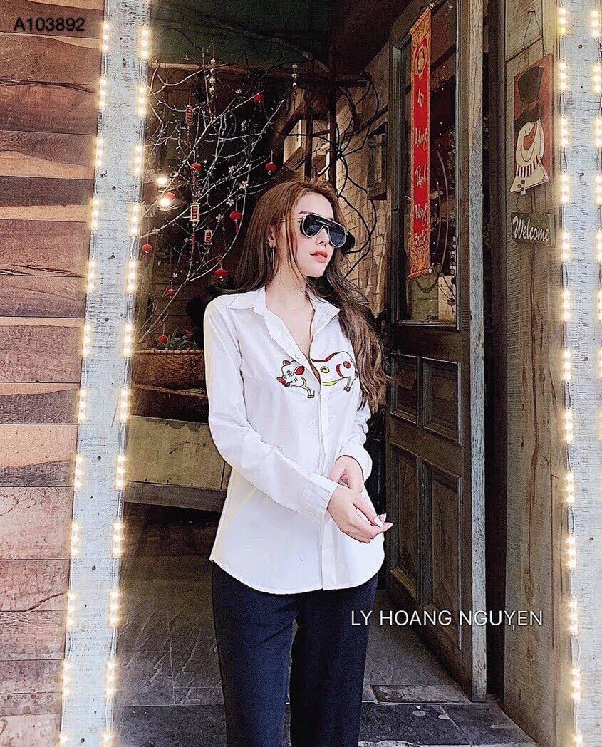ÁO SƠ MI NỮ IN HÌNH CHÚ HEO HÓT HÍT