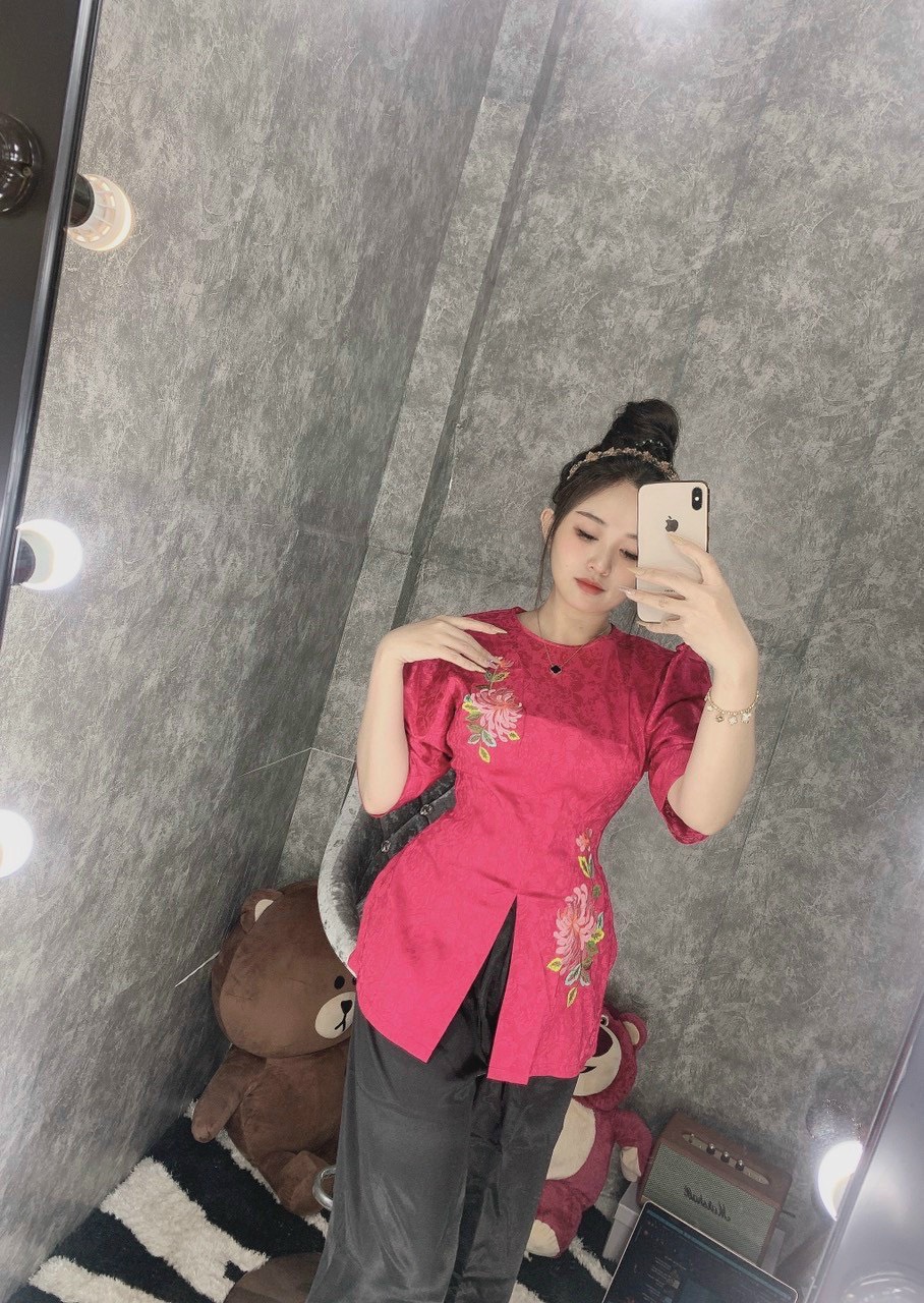 ÁO BÀ BA CÁCH TÂN LỤA GẤM DÂY KÉO