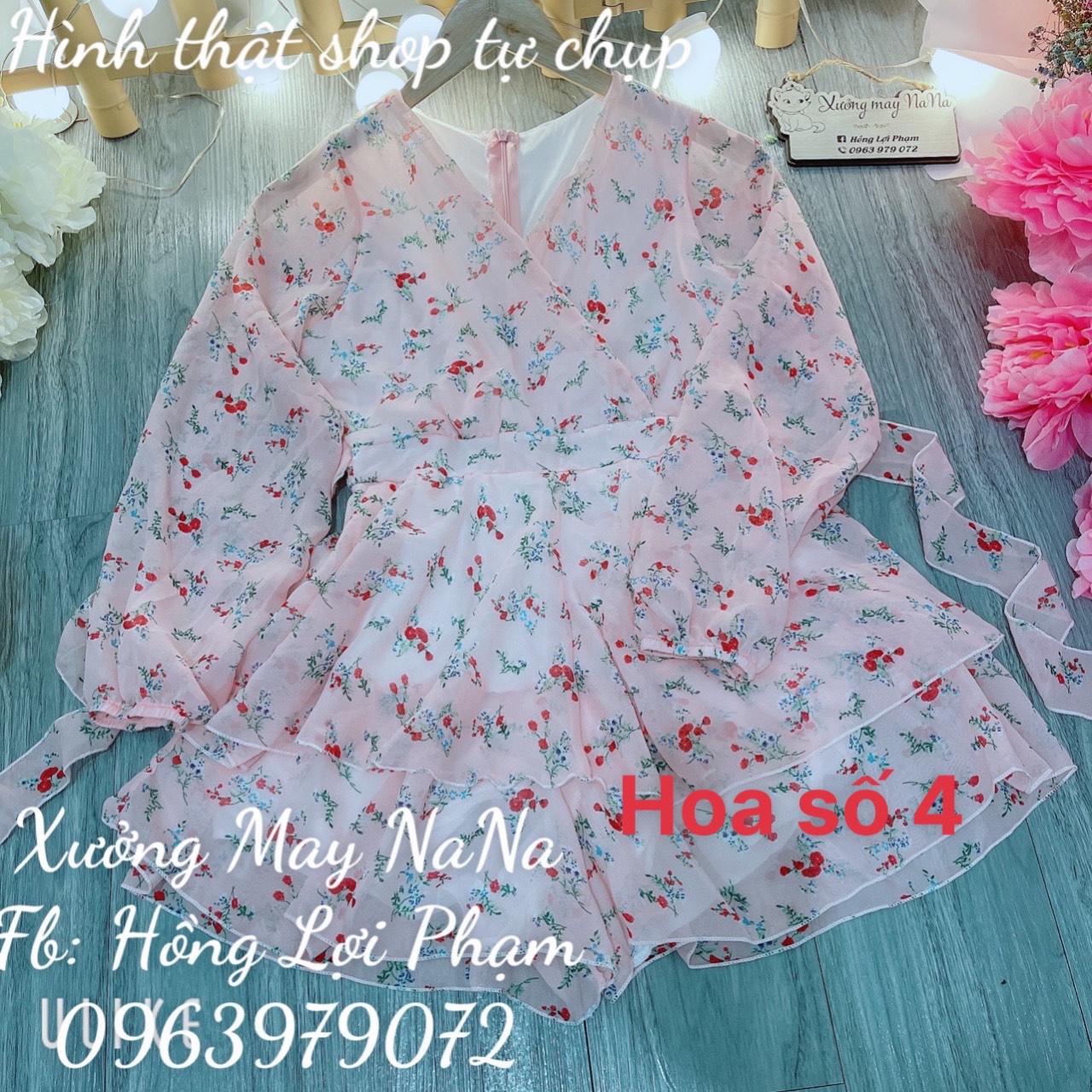 Jum hoa tay dài cột nơ