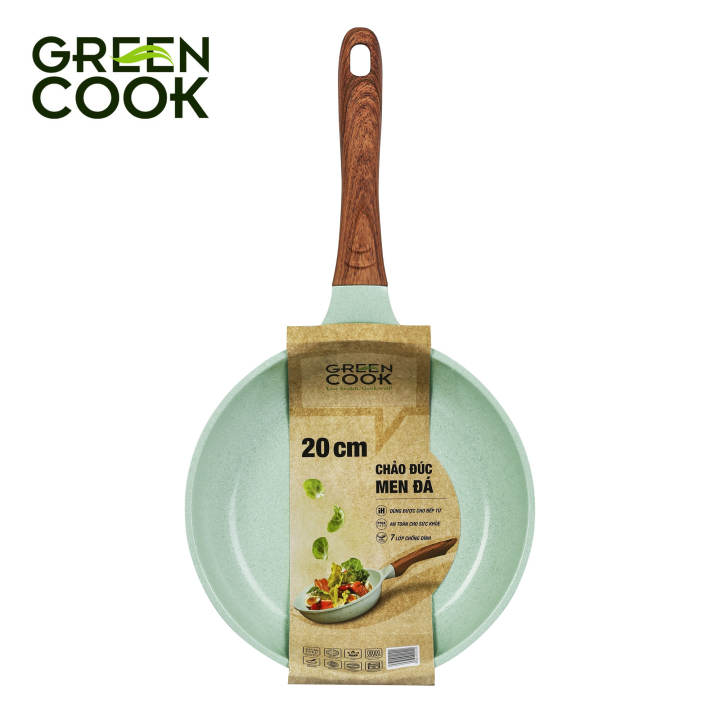 Chảo đúc đáy từ chống dính men đá ceramic xanh ngọc 20 cm Green Cook GCP06-20IH công nghệ Hàn Quốc - Hình ảnh 9