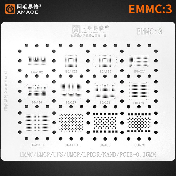 Vỉ làm chân ổ cứng emmc:3 hỗ trợ emmc/ ufs/ nand/ pcie/ lpddr/ emcp/ umcp