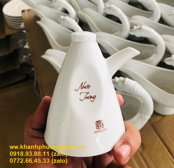 bình đựng nước chấm sứ Minh Long - bình đựng nước chấm bằng sứ