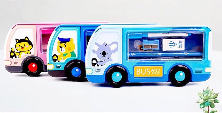 Hộp bút 6 món hình xe bus 692 cho bé học tập