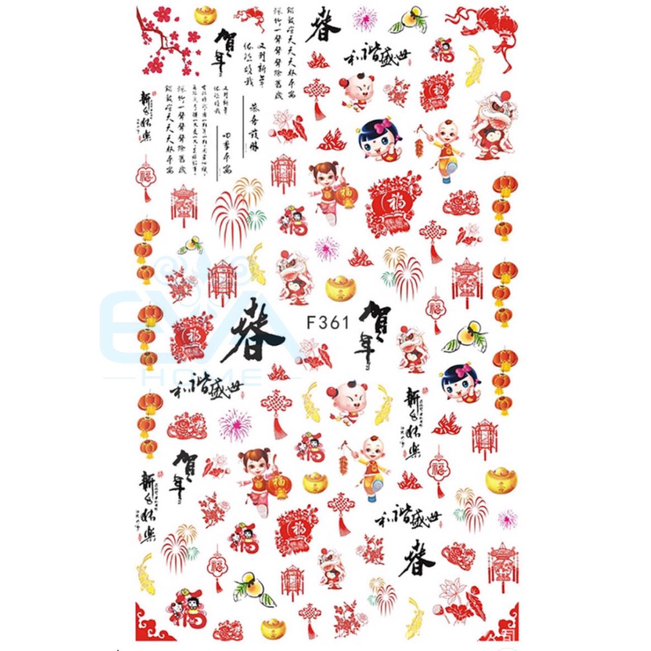[HCM]STICKER DÁN MÓNG TAY HOẠ TIẾT TẾT ĐÓN XUÂN