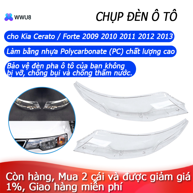 2x for kia cerato/forte 2009 2010 2011 2012 2013 car headlight head light lamp clear lens auto shell cover