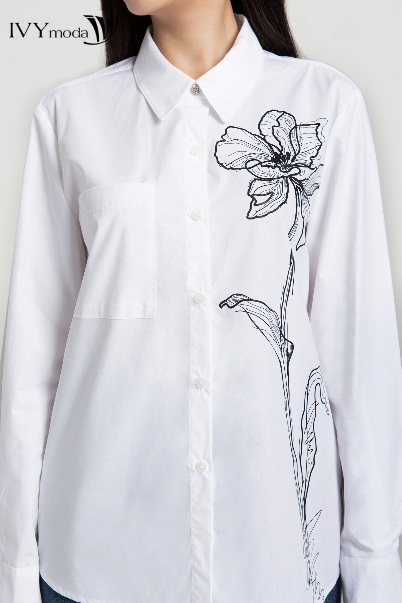Áo sơ mi in họa tiết hoa IVY moda MS 17M7958