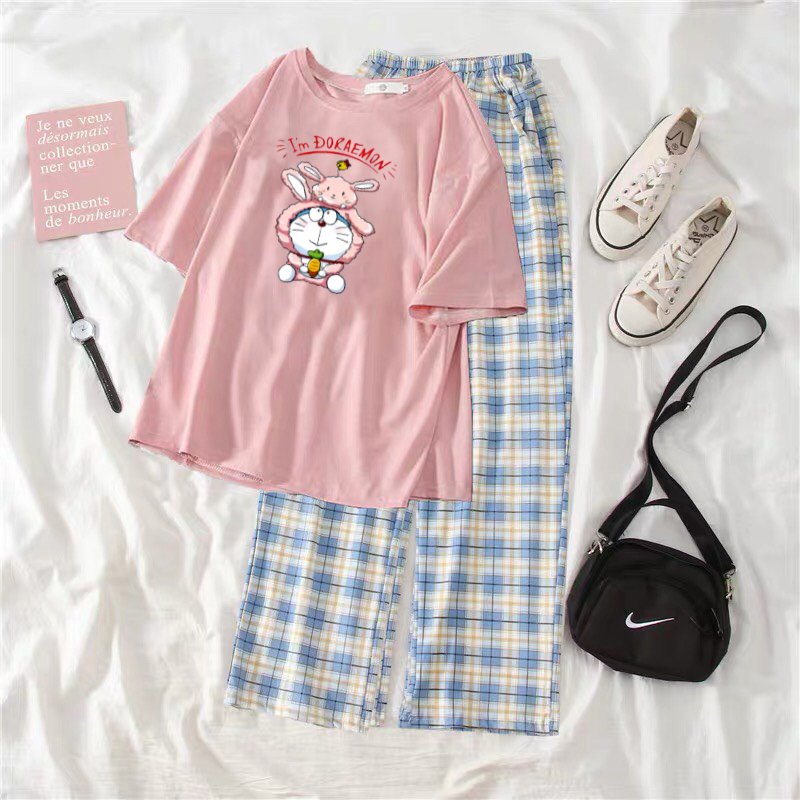 SÉT DORA ÁO ÁO THỎ LÈM QUẦN KẺ SIÊU CUTE