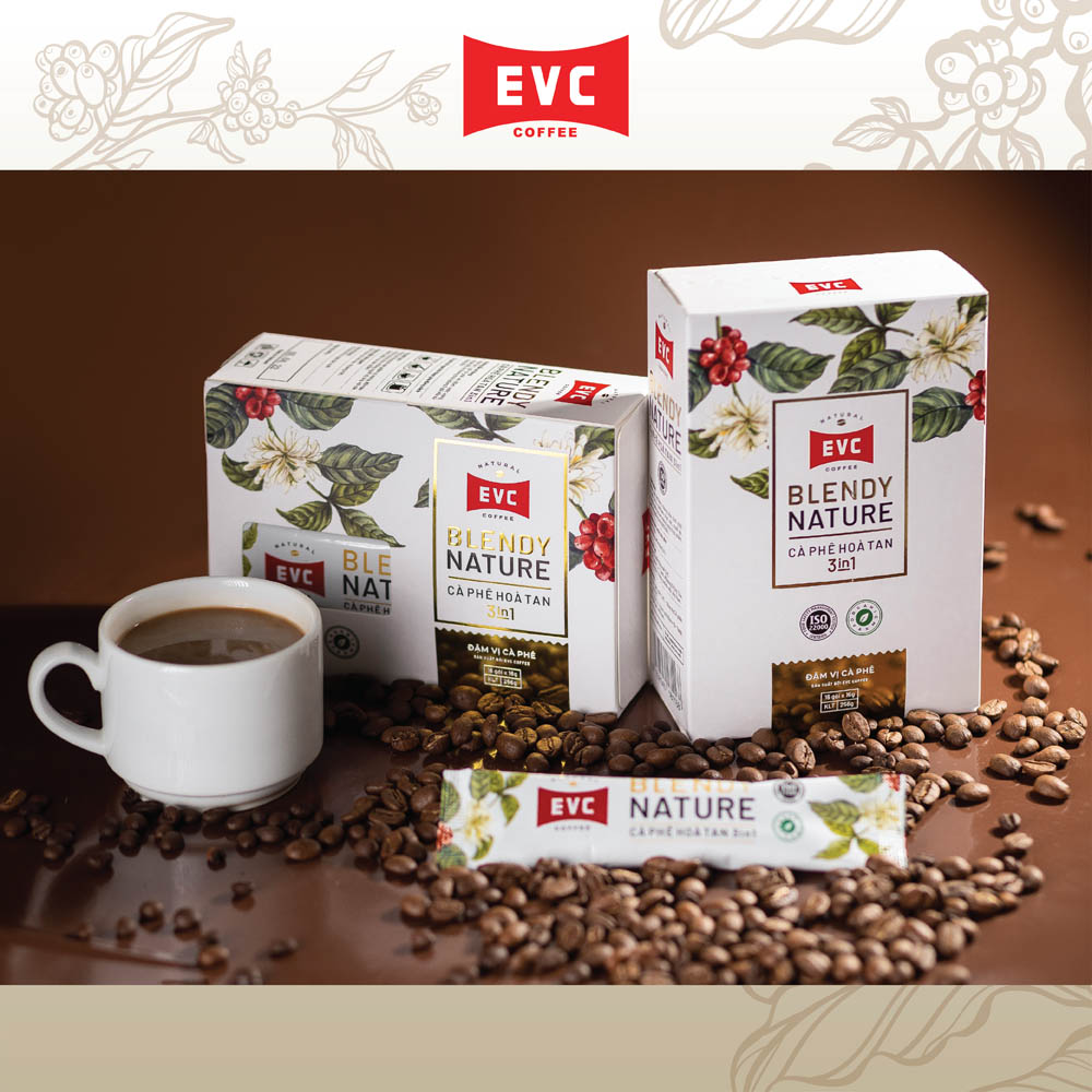 Cà phê hòa tan 3in1 - EVC Blendy Nature - Gấp đôi vị cà phê (16 gói x 16 gram)