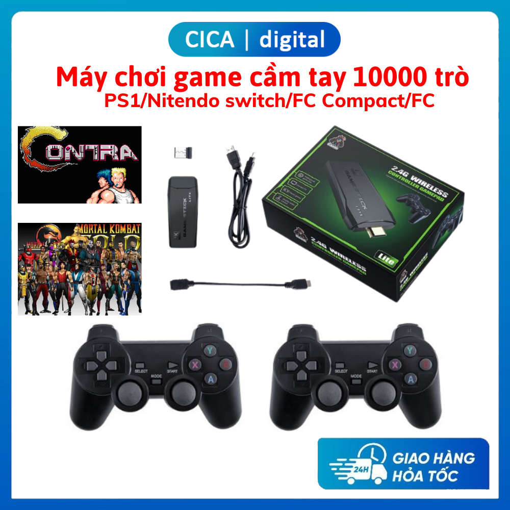 Máy chơi game cầm tay 4 nút HDMI 10000 trò chơi cổ điển kết nối không dây, PS1/Nitendo switch/FC Compact/FC, Bảo hành 24 tháng