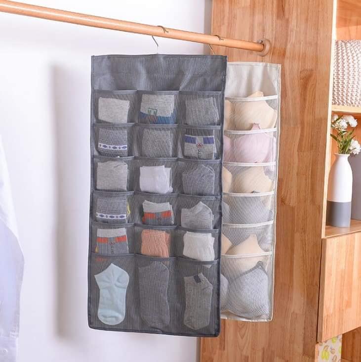 Túi Treo Đồ Lót Nhiều Ngăn 2 mặt (màu xám)