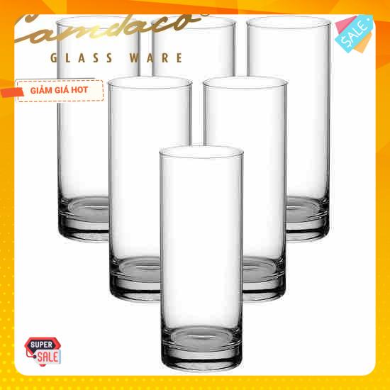 [HCM]Bộ 6 Ly Cốc Thủy Tinh Ống  315ML Cẩm Đạt  PCD21002
