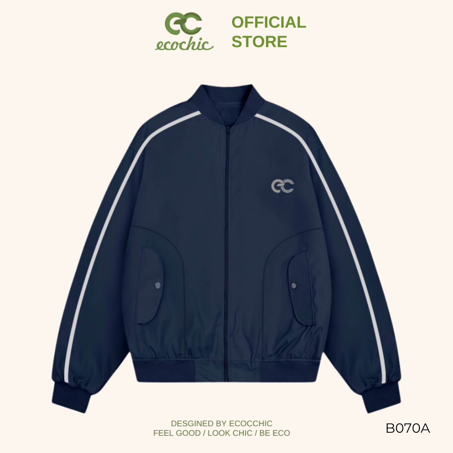 Áo Khoác Bomber Line ECOCHIC Chính Hãng Chất Liệu Cao Cấp Nam Nữ Unisex Thể Thao Năng Động B070