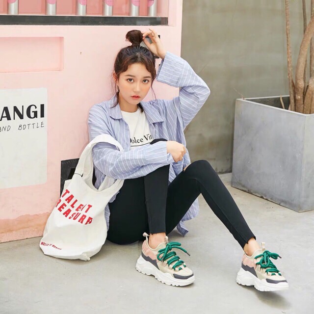Giầy thể thao độn đế 5p dây to siêu êm