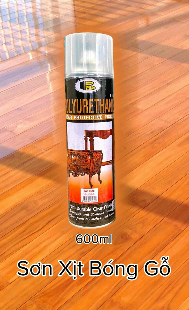 Sơn Phun, sơn xịt bóng gỗ PU Bosny 600ml