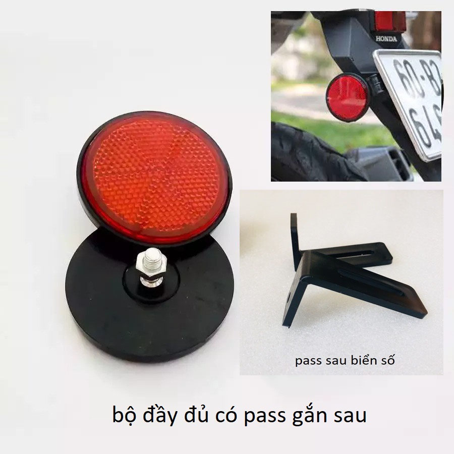 BỘ 2 Đèn mắt Mèo Phản Quang xe máy - Màu Đỏ Tặng Pass L NHỰA