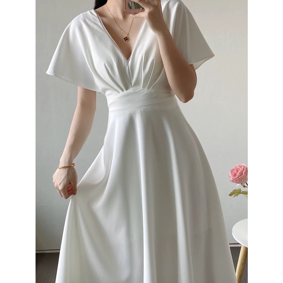 Đầm Cổ V Dáng Dài Có Sẵn Mút Ngực