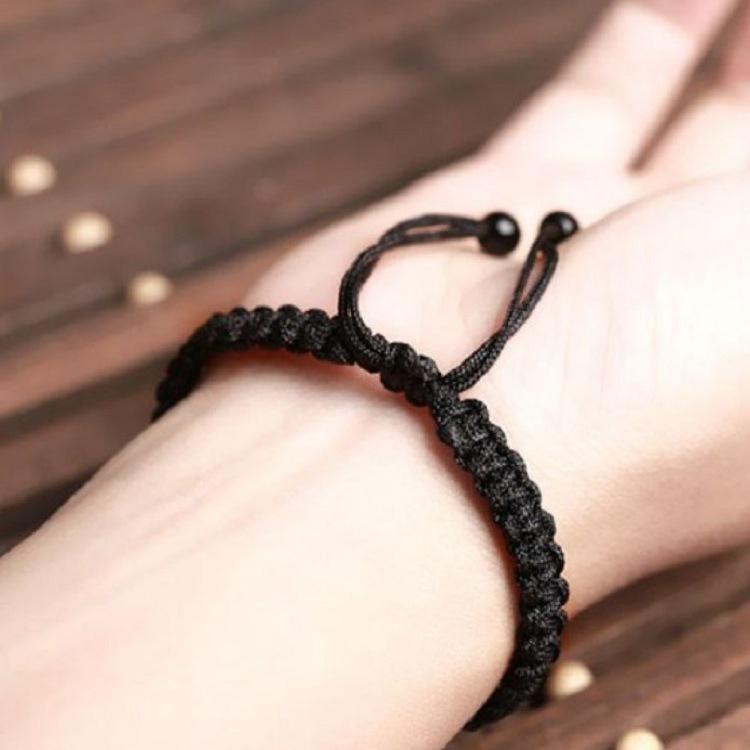 Vòng Tay May Mắn Hạt Đá Phong Thủy Đá Núi Lửa Obsidian - Đen