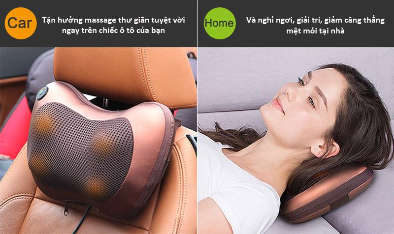 Gối massage hồng ngoại 8 bi -BBVL