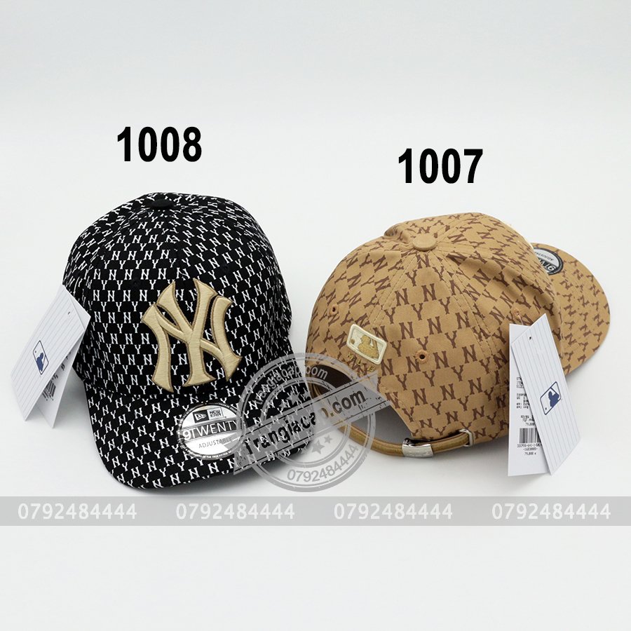 Nón kết MLB Monogram NY nâu đen
